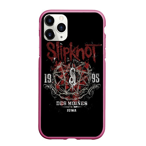 Чехол iPhone 11 Pro матовый Slipknot 1995 / 3D-Малиновый – фото 1