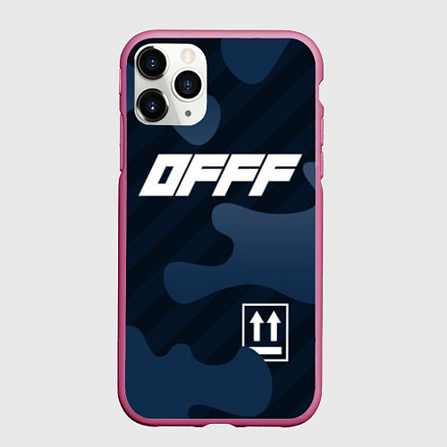 Чехол iPhone 11 Pro матовый Off-White / 3D-Малиновый – фото 1