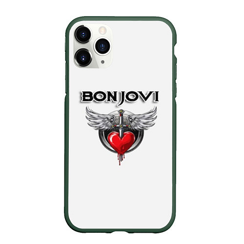 Чехол iPhone 11 Pro матовый Bon Jovi / 3D-Темно-зеленый – фото 1