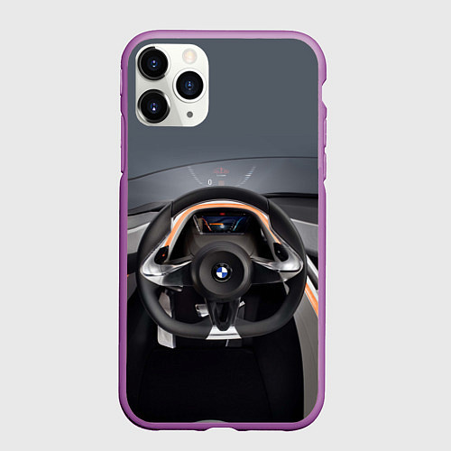 Чехол iPhone 11 Pro матовый BMW - salon / 3D-Фиолетовый – фото 1