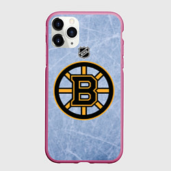 Чехол iPhone 11 Pro матовый Boston Bruins: Hot Ice, цвет: 3D-малиновый