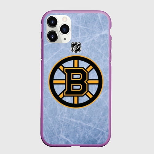 Чехол iPhone 11 Pro матовый Boston Bruins: Hot Ice / 3D-Фиолетовый – фото 1