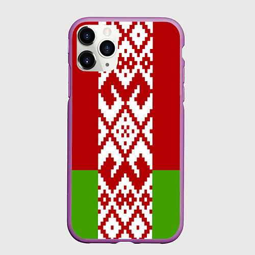 Чехол iPhone 11 Pro матовый Беларусь флаг / 3D-Фиолетовый – фото 1