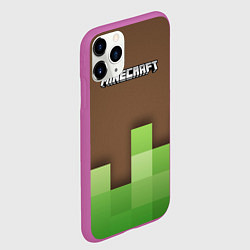 Чехол iPhone 11 Pro матовый Minecraft - Логотип, цвет: 3D-фиолетовый — фото 2