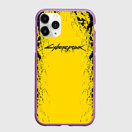 Чехол iPhone 11 Pro матовый Cyberpunk 2077 Samurai logo / 3D-Фиолетовый – фото 1