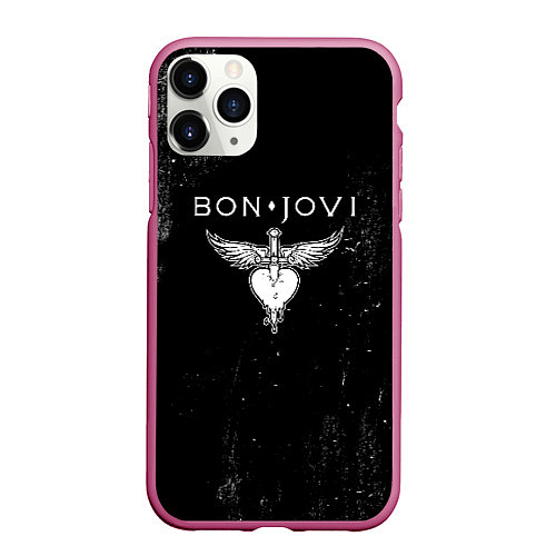 Чехол iPhone 11 Pro матовый Bon Jovi / 3D-Малиновый – фото 1