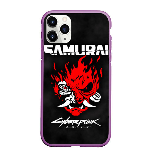 Чехол iPhone 11 Pro матовый Cyberpunk 2077: Samurai / 3D-Фиолетовый – фото 1