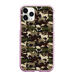 Чехол iPhone 11 Pro матовый Камуфляж - лошади