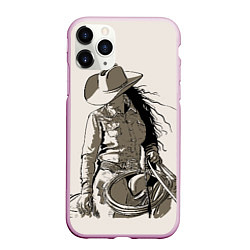 Чехол iPhone 11 Pro матовый Наездница ковбойша, цвет: 3D-розовый