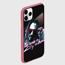 Чехол iPhone 11 Pro матовый Cyberpunk 2077: City to Burn, цвет: 3D-малиновый — фото 2