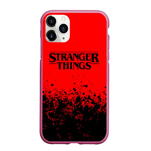 Чехол iPhone 11 Pro матовый STRANGER THINGS / 3D-Малиновый – фото 1