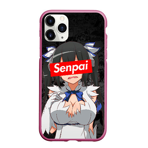 Чехол iPhone 11 Pro матовый Senpai Boobs / 3D-Малиновый – фото 1