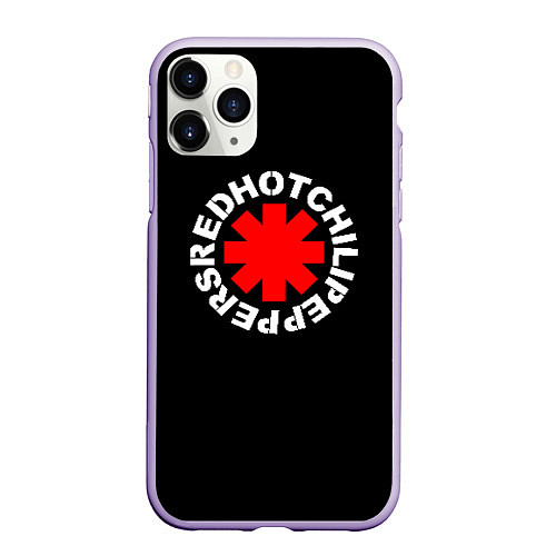 Чехол iPhone 11 Pro матовый Red Hot chili peppers logo on black / 3D-Светло-сиреневый – фото 1