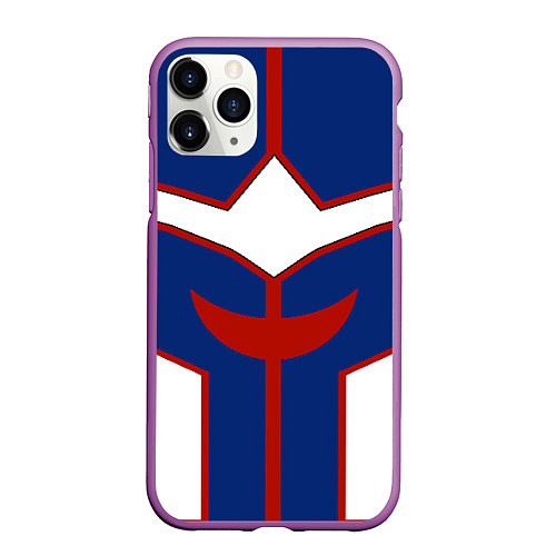 Чехол iPhone 11 Pro матовый ALL MIGHT MY HERO ACADEMIA MHA МОЯ ГЕРОЙСКАЯ АКАДЕ / 3D-Фиолетовый – фото 1