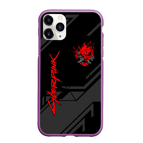 Чехол iPhone 11 Pro матовый Cyberpunk 2077: Grey Samurai / 3D-Фиолетовый – фото 1