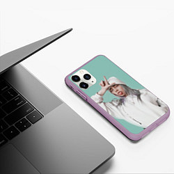 Чехол iPhone 11 Pro матовый BILLIE EILISH, цвет: 3D-сиреневый — фото 2