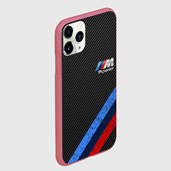 Чехол iPhone 11 Pro матовый BMW КАРБОН, цвет: 3D-малиновый — фото 2