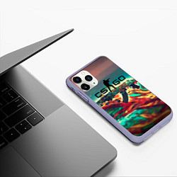 Чехол iPhone 11 Pro матовый CS GO logo abstract, цвет: 3D-светло-сиреневый — фото 2