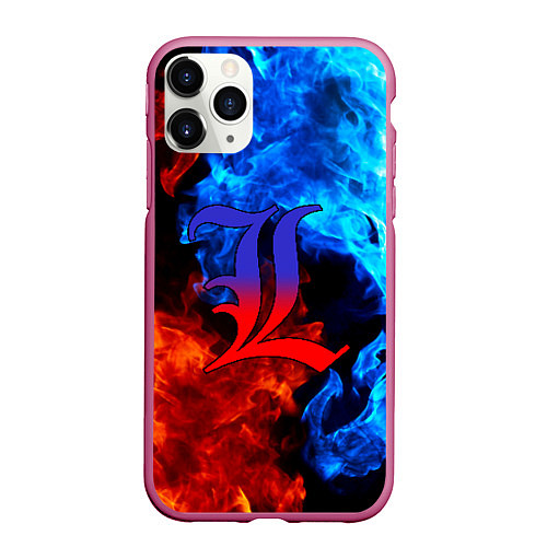 Чехол iPhone 11 Pro матовый L letter fire / 3D-Малиновый – фото 1