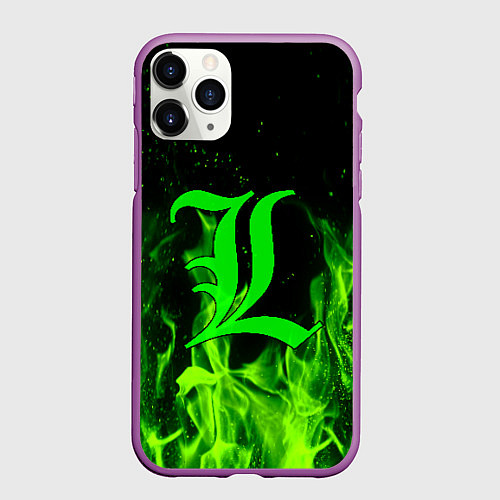 Чехол iPhone 11 Pro матовый L letter flame / 3D-Фиолетовый – фото 1