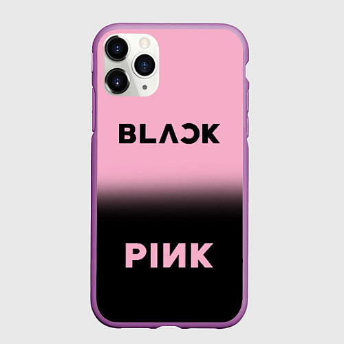 Чехол iPhone 11 Pro матовый Blackpink - розово-черный / 3D-Фиолетовый – фото 1