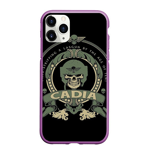 Чехол iPhone 11 Pro матовый Вархаммер - Cadia skull / 3D-Фиолетовый – фото 1