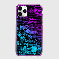 Чехол iPhone 11 Pro матовый ЛОГОТИПЫ РОК ГРУПП, цвет: 3D-фиолетовый