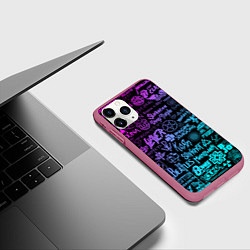 Чехол iPhone 11 Pro матовый ЛОГОТИПЫ РОК ГРУПП, цвет: 3D-малиновый — фото 2