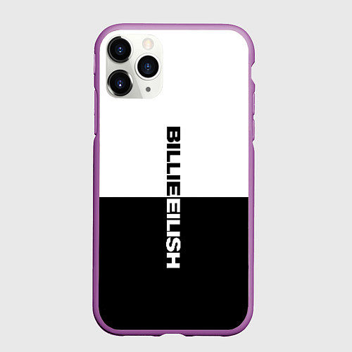 Чехол iPhone 11 Pro матовый BILLIE EILISH: White & Black / 3D-Фиолетовый – фото 1