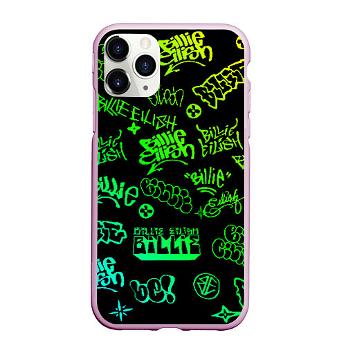 Чехол iPhone 11 Pro матовый BILLIE EILISH: Grunge Graffiti / 3D-Розовый – фото 1