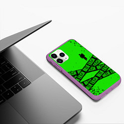 Чехол iPhone 11 Pro матовый BILLIE EILISH: Green & Black Tape, цвет: 3D-фиолетовый — фото 2