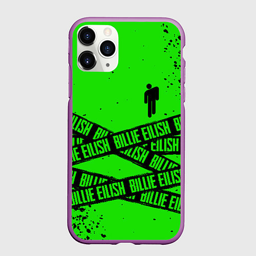 Чехол iPhone 11 Pro матовый BILLIE EILISH: Green & Black Tape / 3D-Фиолетовый – фото 1