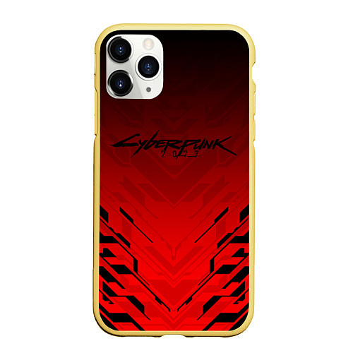 Чехол iPhone 11 Pro матовый Cyberpunk 2077: Red Techno / 3D-Желтый – фото 1