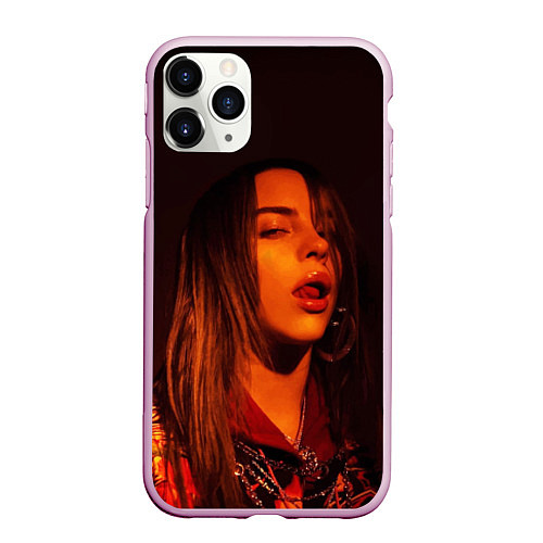 Чехол iPhone 11 Pro матовый BILLIE EILISH: Red Mood / 3D-Розовый – фото 1