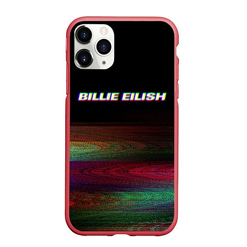 Чехол iPhone 11 Pro матовый BILLIE EILISH: Black Glitch / 3D-Красный – фото 1