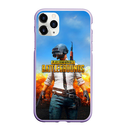 Чехол iPhone 11 Pro матовый PUBG / 3D-Светло-сиреневый – фото 1