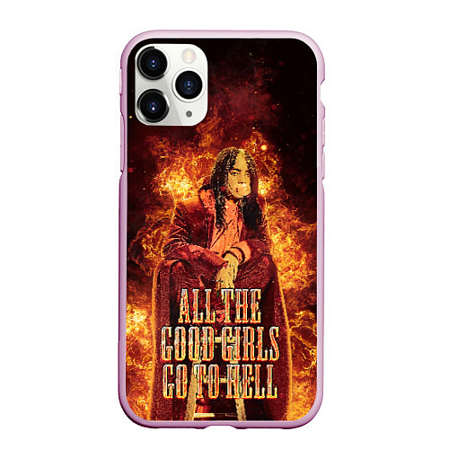 Чехол iPhone 11 Pro матовый All The Good Girls Go To Hell / 3D-Розовый – фото 1