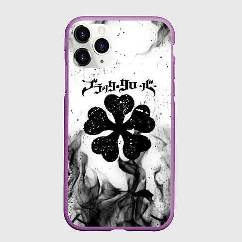 Чехол iPhone 11 Pro матовый ЧЁРНЫЙ КЛЕВЕР / 3D-Фиолетовый – фото 1
