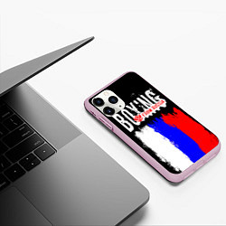 Чехол iPhone 11 Pro матовый Boxing from Russia, цвет: 3D-розовый — фото 2