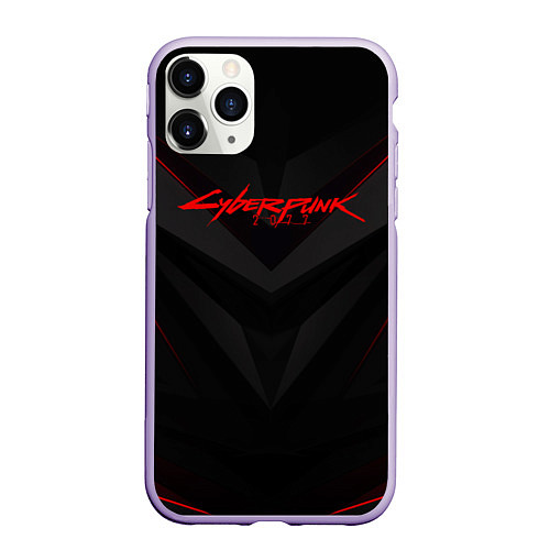 Чехол iPhone 11 Pro матовый CYBERPUNK 2077 / 3D-Светло-сиреневый – фото 1