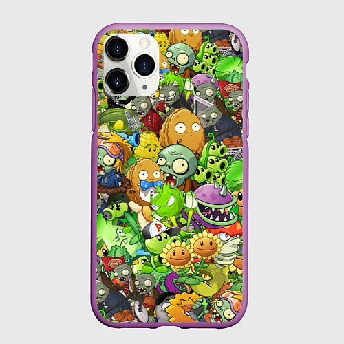 Чехол iPhone 11 Pro матовый PLANTS VS ZOMBIES / 3D-Фиолетовый – фото 1