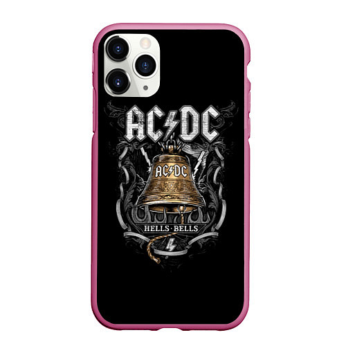 Чехол iPhone 11 Pro матовый ACDC - hells bells / 3D-Малиновый – фото 1