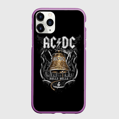 Чехол iPhone 11 Pro матовый ACDC - hells bells / 3D-Фиолетовый – фото 1