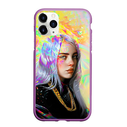 Чехол iPhone 11 Pro матовый Billie Eilish / 3D-Фиолетовый – фото 1