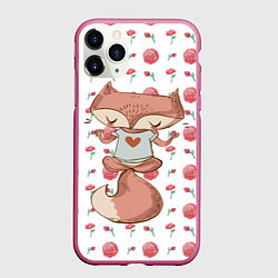 Чехол iPhone 11 Pro матовый Спокойная лисичка, цвет: 3D-малиновый