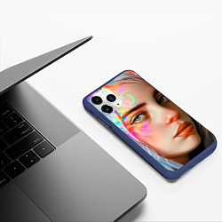 Чехол iPhone 11 Pro матовый Билли Айлиш, цвет: 3D-тёмно-синий — фото 2