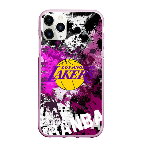 Чехол iPhone 11 Pro матовый Лос-Анджелес Лейкерс, Los Angeles Lakers / 3D-Розовый – фото 1