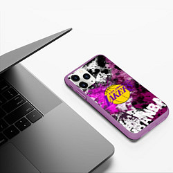 Чехол iPhone 11 Pro матовый Лос-Анджелес Лейкерс, Los Angeles Lakers, цвет: 3D-фиолетовый — фото 2