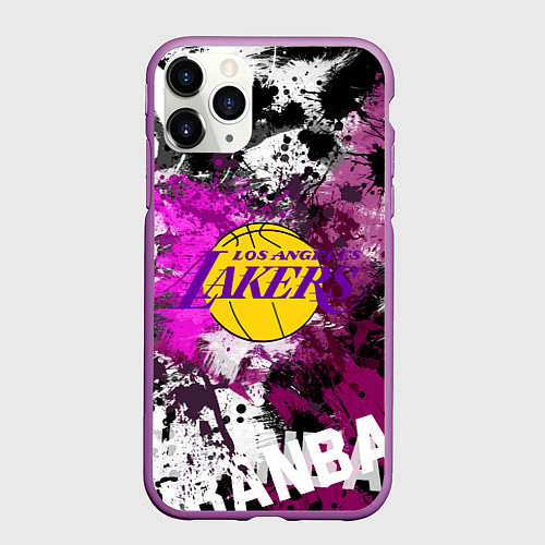 Чехол iPhone 11 Pro матовый Лос-Анджелес Лейкерс, Los Angeles Lakers / 3D-Фиолетовый – фото 1
