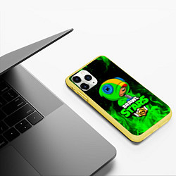 Чехол iPhone 11 Pro матовый BRAWL STARS LEON ЛЕОН ЗЕЛЁНЫЙ ОГОНЬ, цвет: 3D-желтый — фото 2